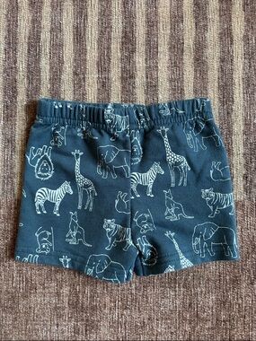 Kids Navy Animal Print Cotton Shorts